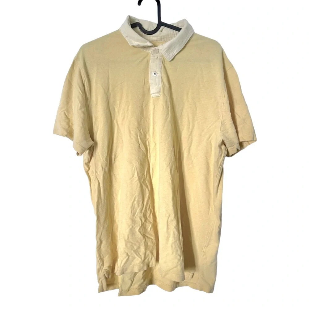J. Crew Yellow Short Sleeve Cotton Polo Shirt with Contrast Collar L‎